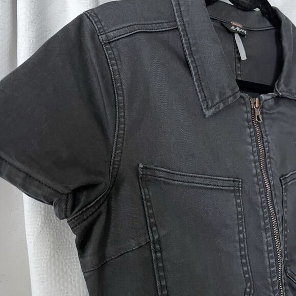 NWT Free People CRVY Lennox Shortsuit Romper Dark Gray Denim, Zip-Up, Size 8 - Picture 8 of 14